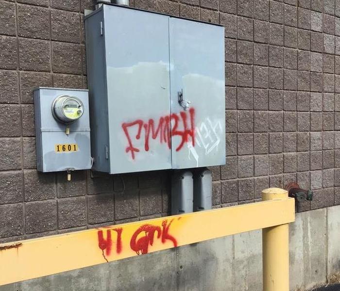 Graffiti damage before
